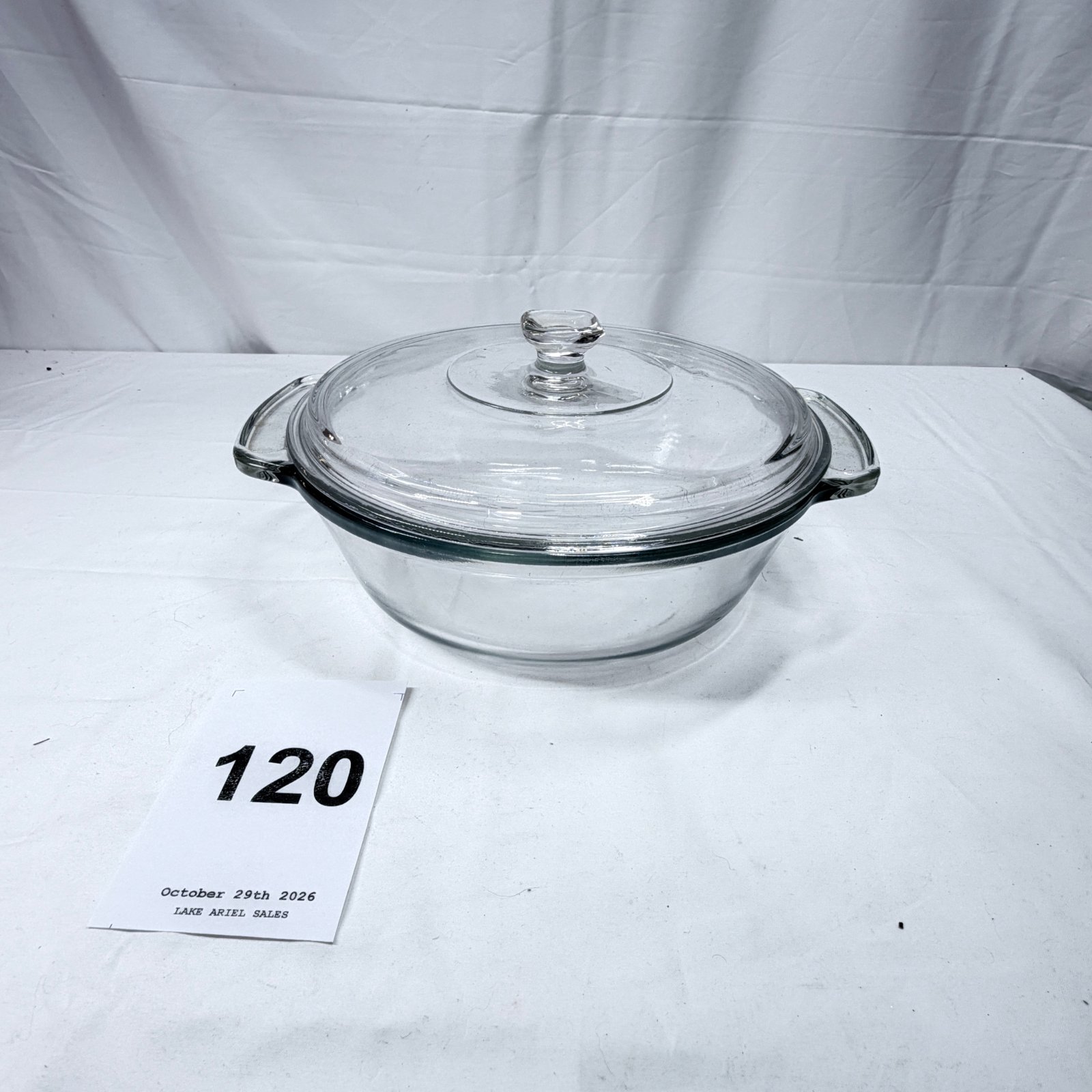 Lot 120: Anchor Hocking "Oven Basics" 2.25-Qt Glass Casserole Dish with Lid, 10.5" Oven & Microwave Safe Cookware