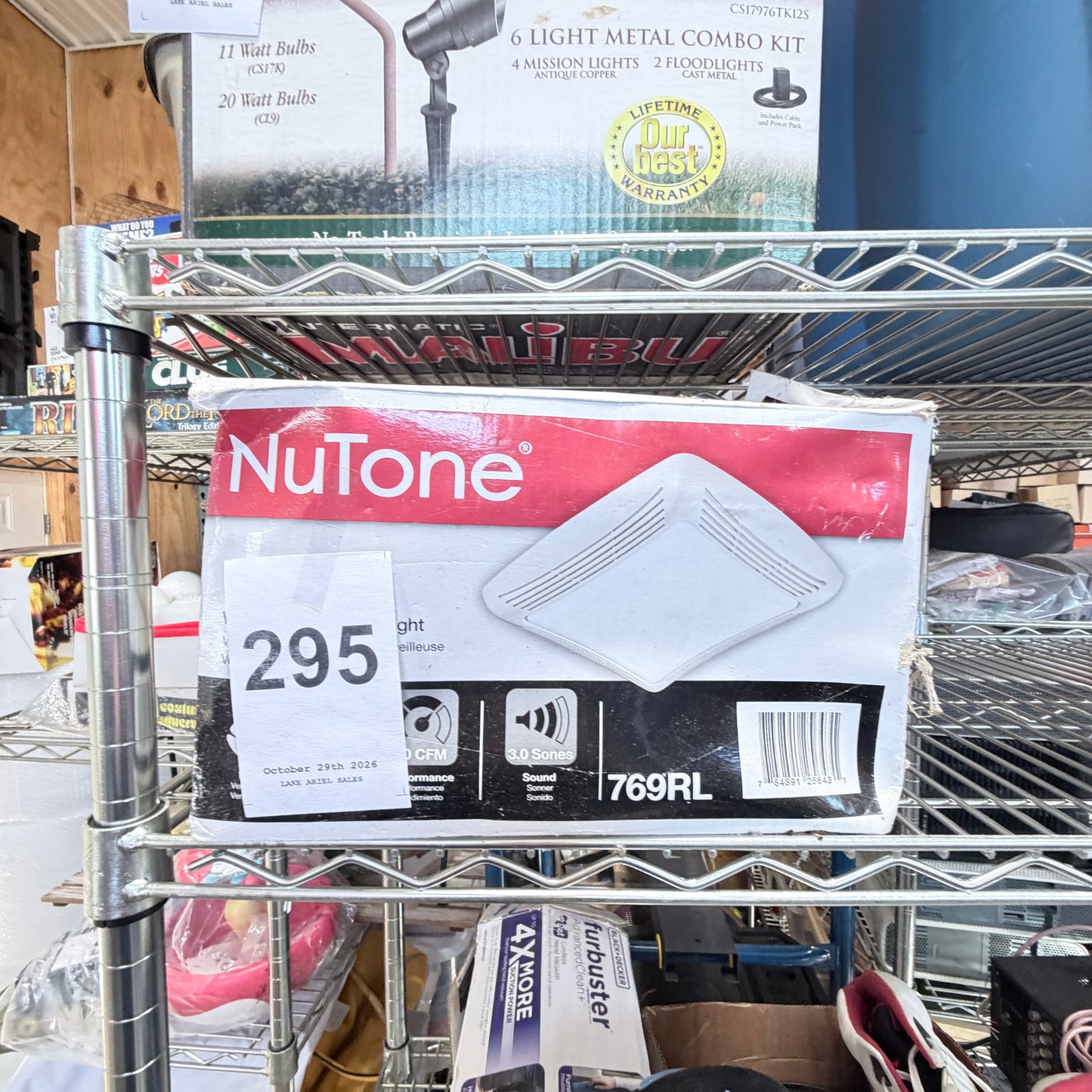 Lot 295: NuTone Model 769RL ceiling exhaust fan with light, 80 CFM, 3.0 Sones