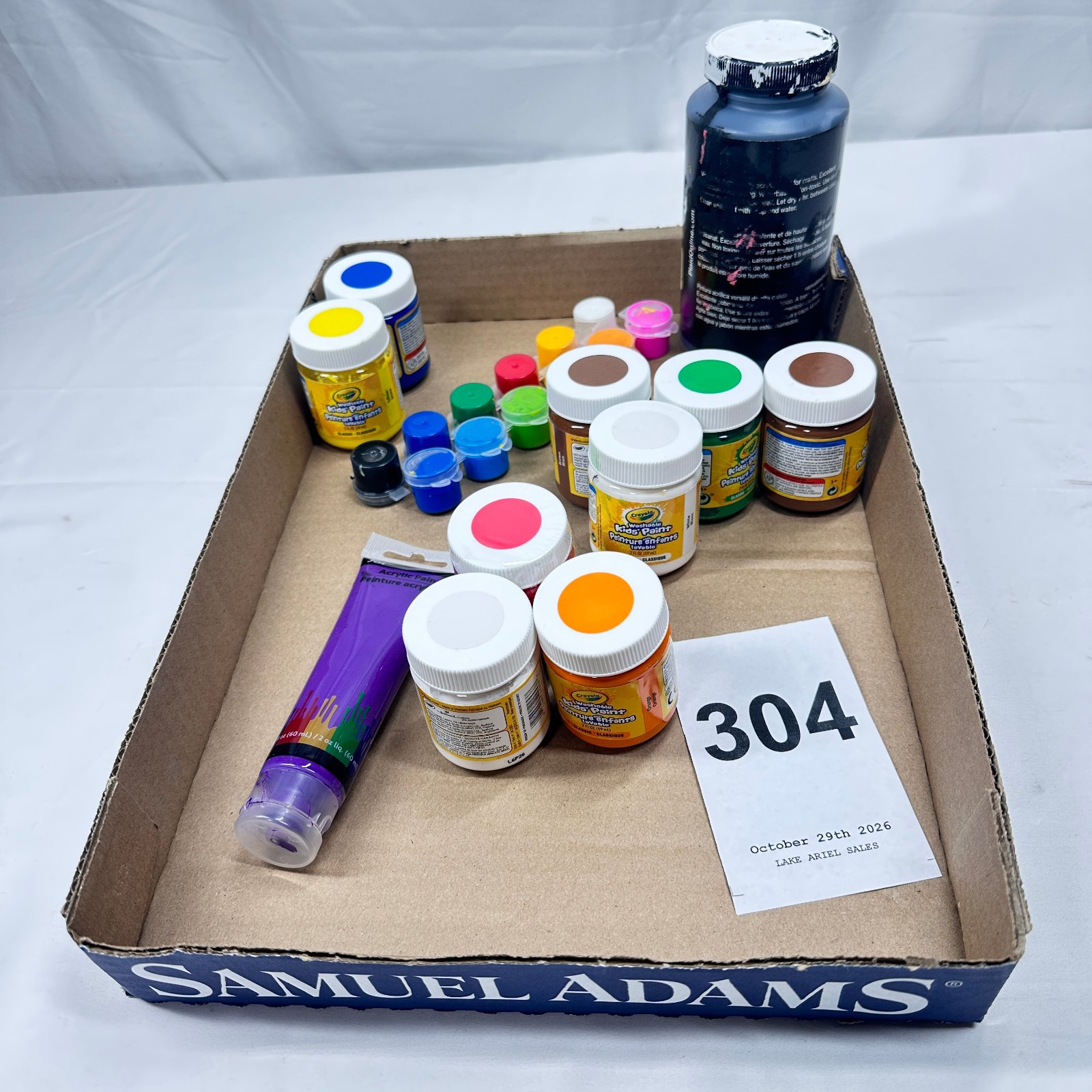 Lot 304: Crayola Washable Kids' Paint & Plaid acrylic paint lot, assorted craft paints with mini paint pots