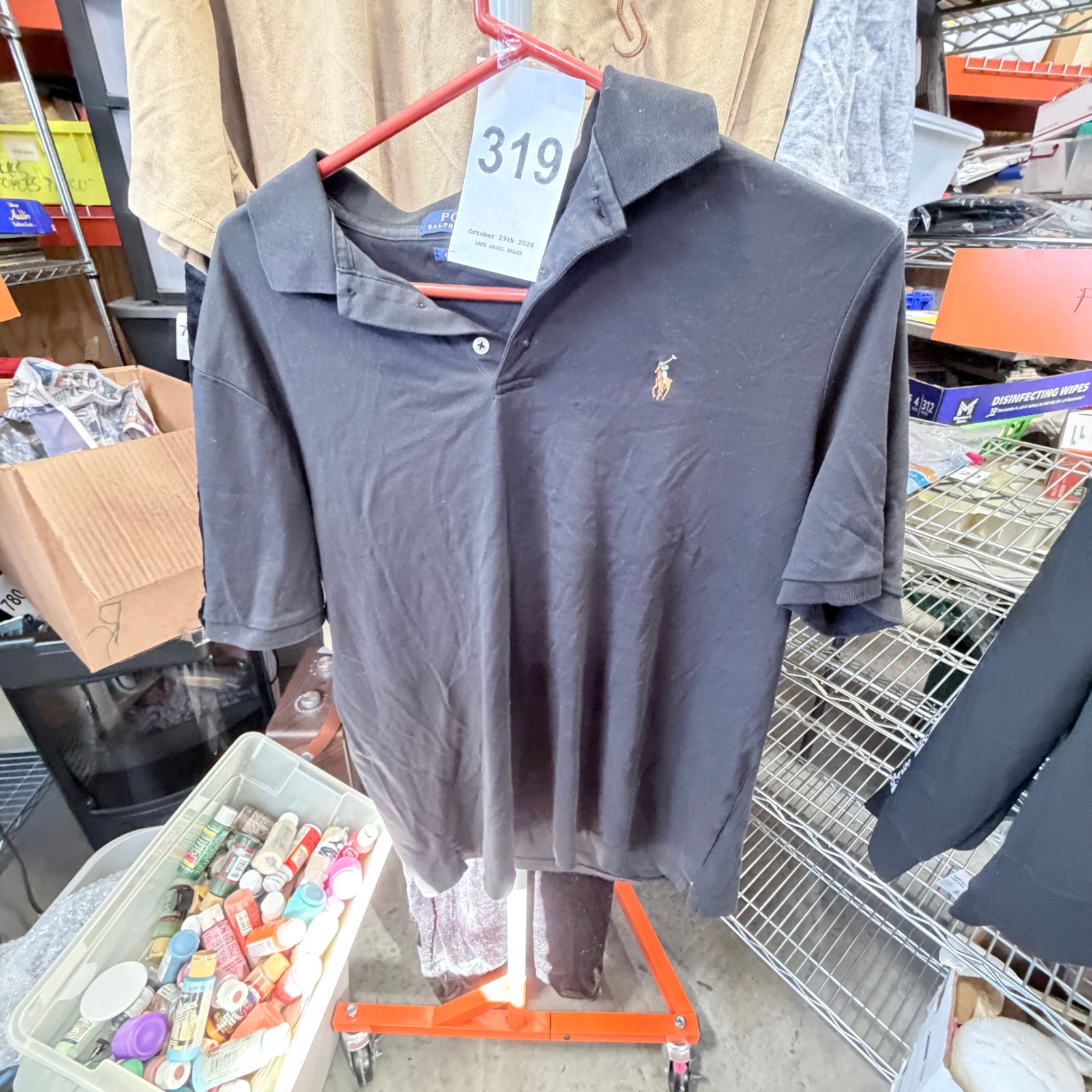 Lot 319: Polo Ralph Lauren men's short-sleeve polo shirt, black, size L