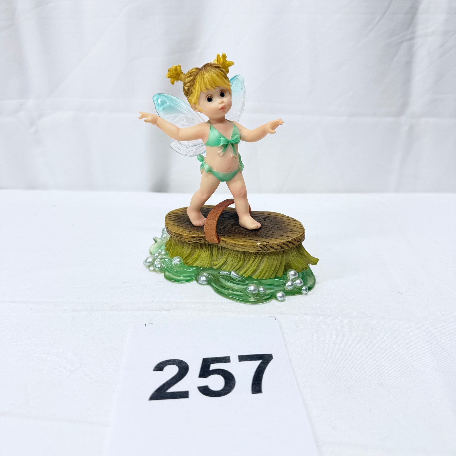 Lot 257: 2010 Enesco "My Little Kitchen Fairies" G.G. Santiago "Little Surfer Fairie" resin figurine, #4021013