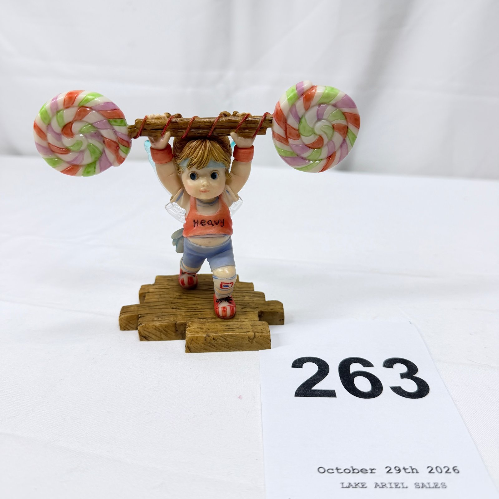 Lot 263: Enesco "My Little Kitchen Fairies" Lollipop Weightlifter figurine, #4021007