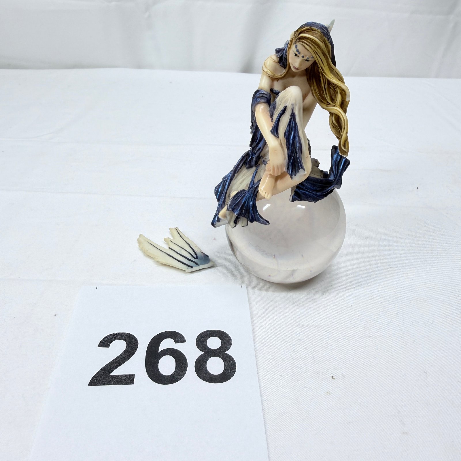 Lot 268: 2006 Munro "nt122" fairy figurine seated on crystal ball, AS IS (damaged wing), Fantasy Collection