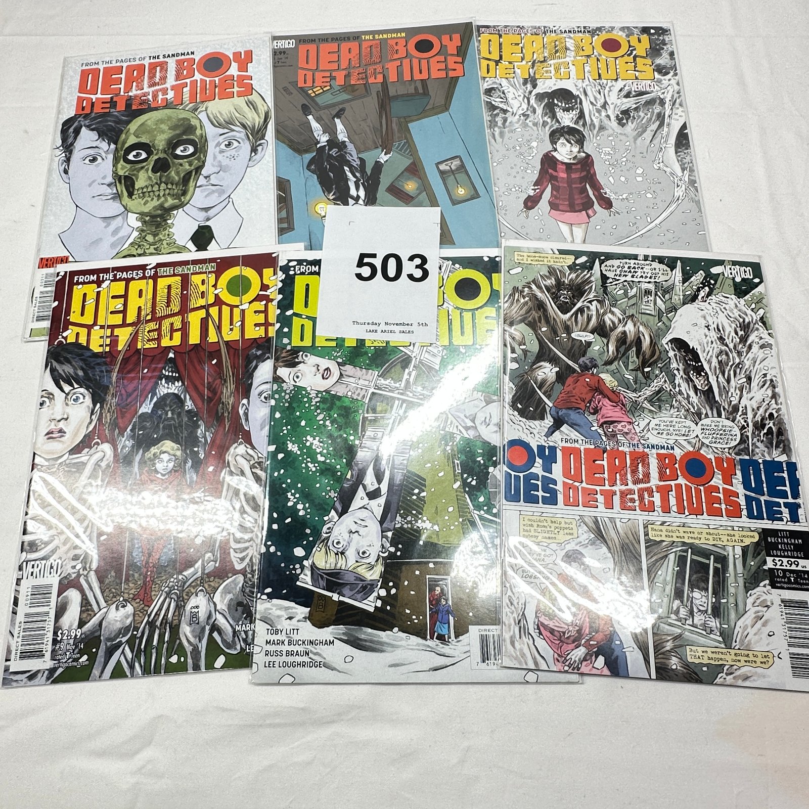 Lot 503: 2014 Vertigo "Dead Boy Detectives" comic book lot, issues #1, 6, 7, 9, 10 from the pages of The Sandman