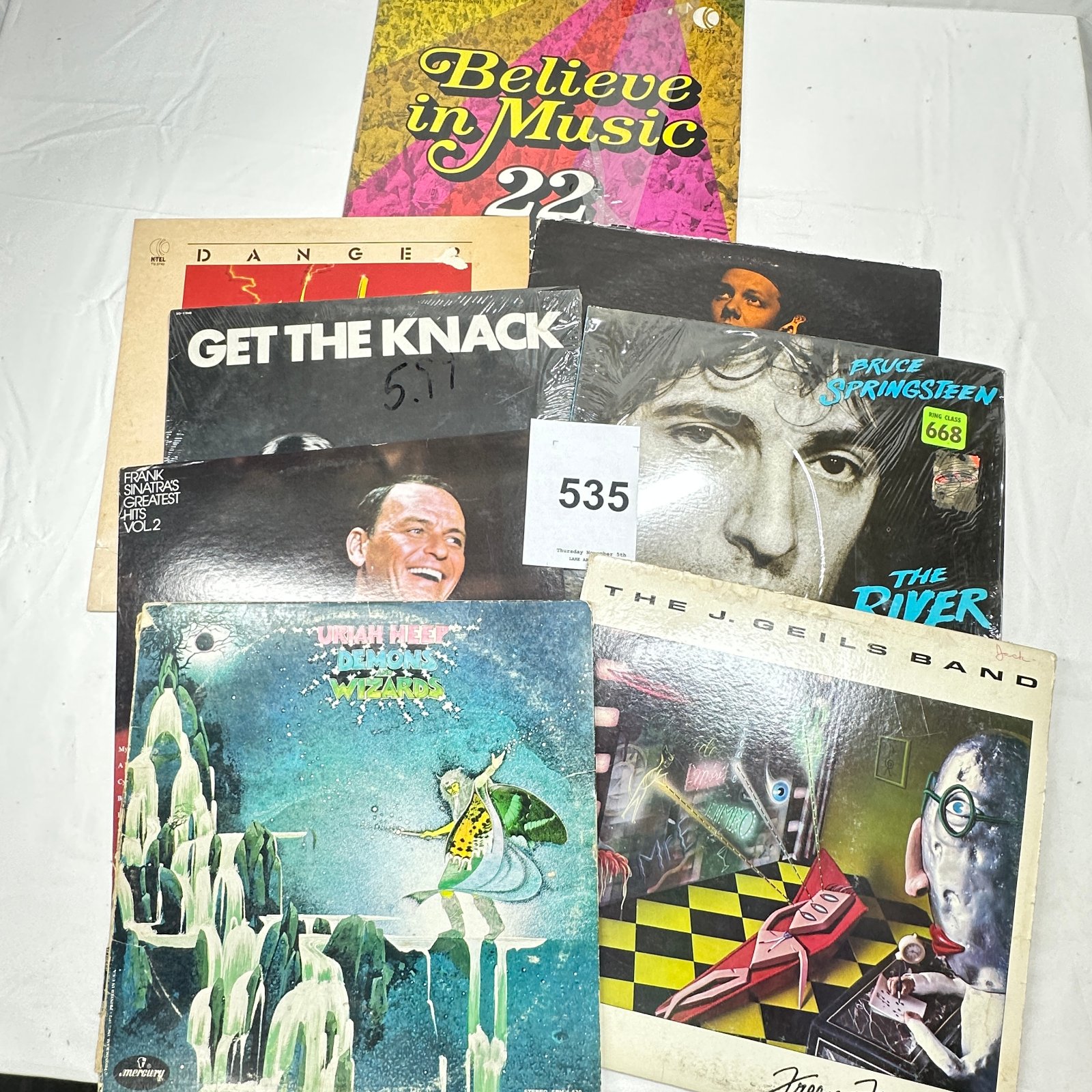 Lot 535: Vinyl LP lot (9): Springsteen "The River", Knack "Get the Knack", Sinatra Greatest Hits Vol. 2, Uriah Heep "Demons and Wizards", J. Geils Band
