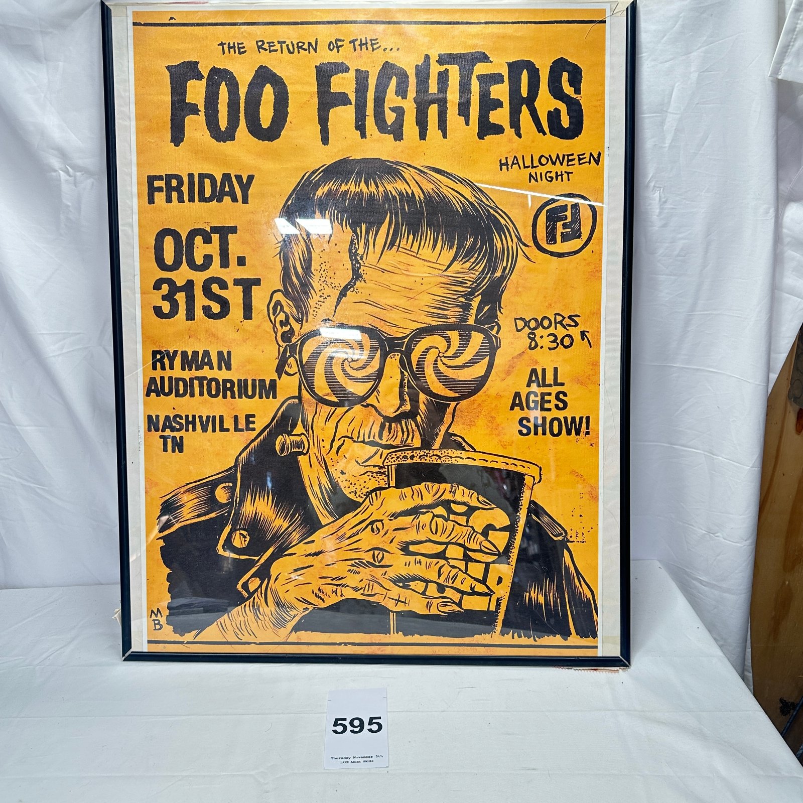 Lot 595: REPRINT Foo Fighters "Return of the Foo Fighters" Halloween concert poster, Ryman Auditorium Nashville Oct. 31st