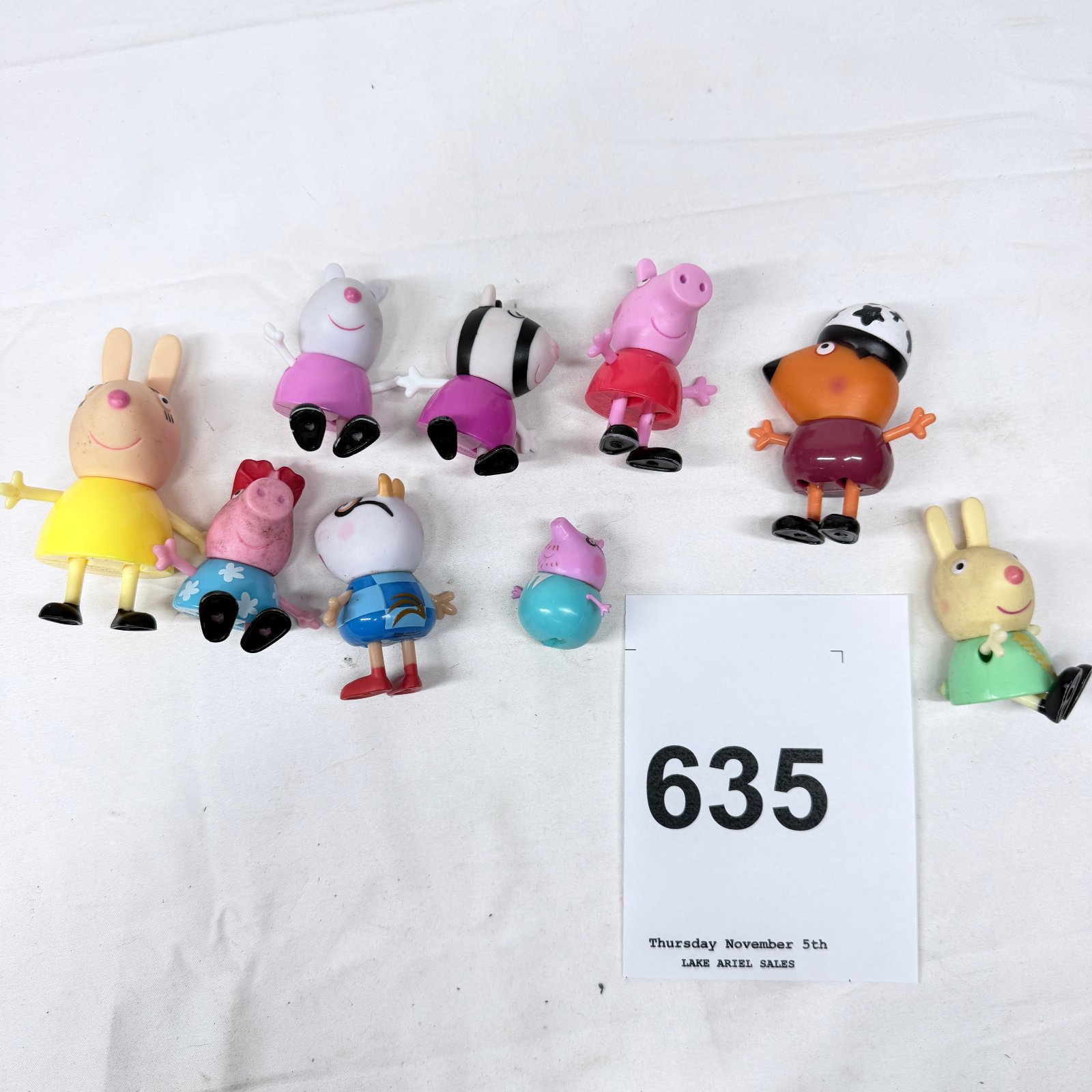 Lot 635: Peppa Pig figures lot, Hasbro, 9 PVC characters including Rebecca Rabbit, Zoe Zebra, Pedro Pony, Mummy Pig and Miss Rabbit