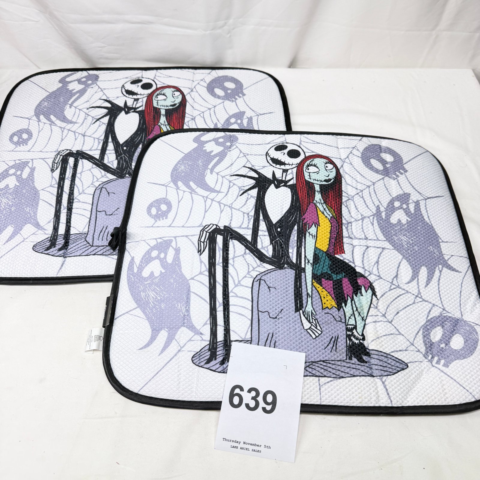 Lot 639: 2024 Best Brands Disney Tim Burton's "The Nightmare Before Christmas" Jack & Sally kitchen mats, set of 2