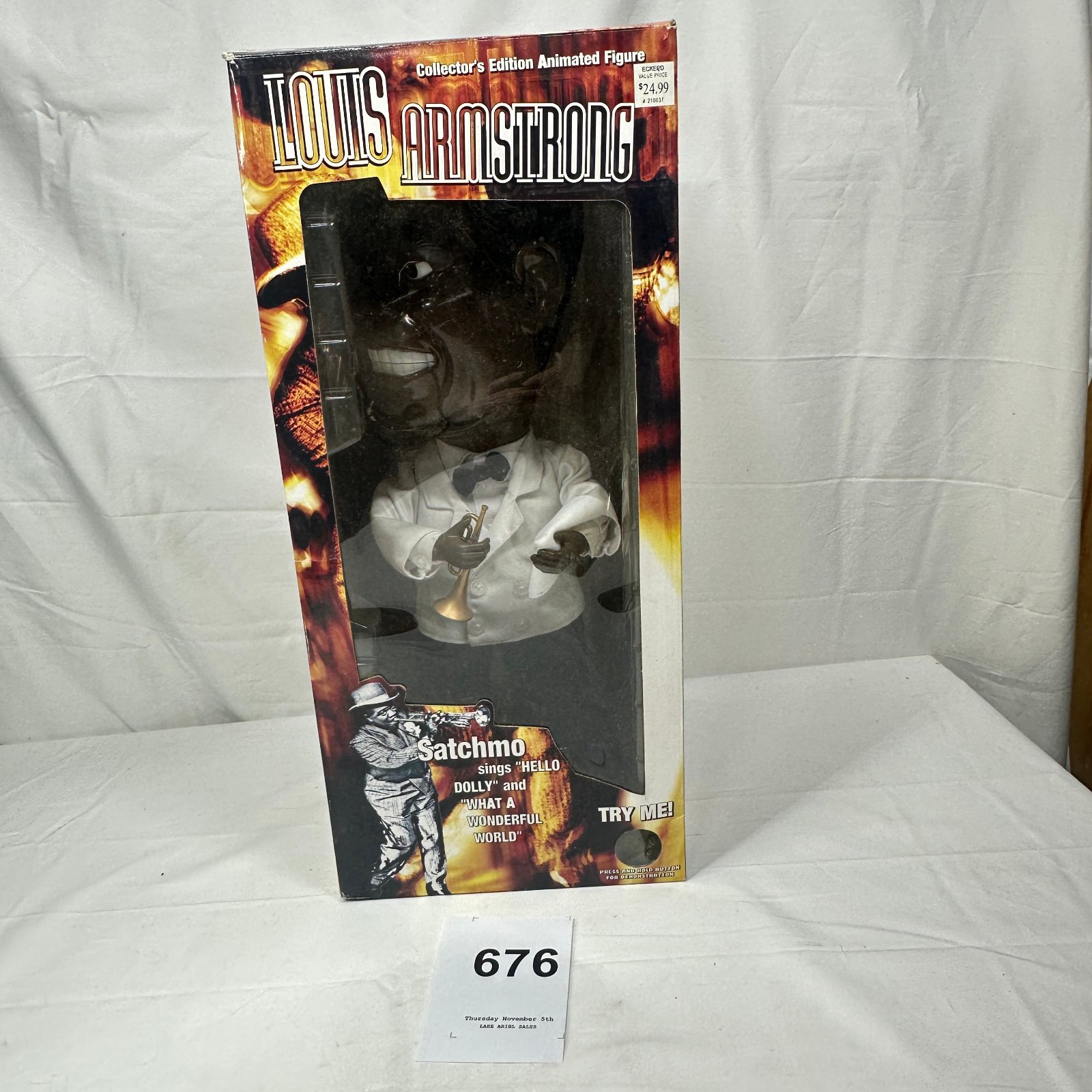 Lot 676: Louis Armstrong "Satchmo" Collector's Edition Animated Figure, singing Hello Dolly & What a Wonderful World, Gemmy