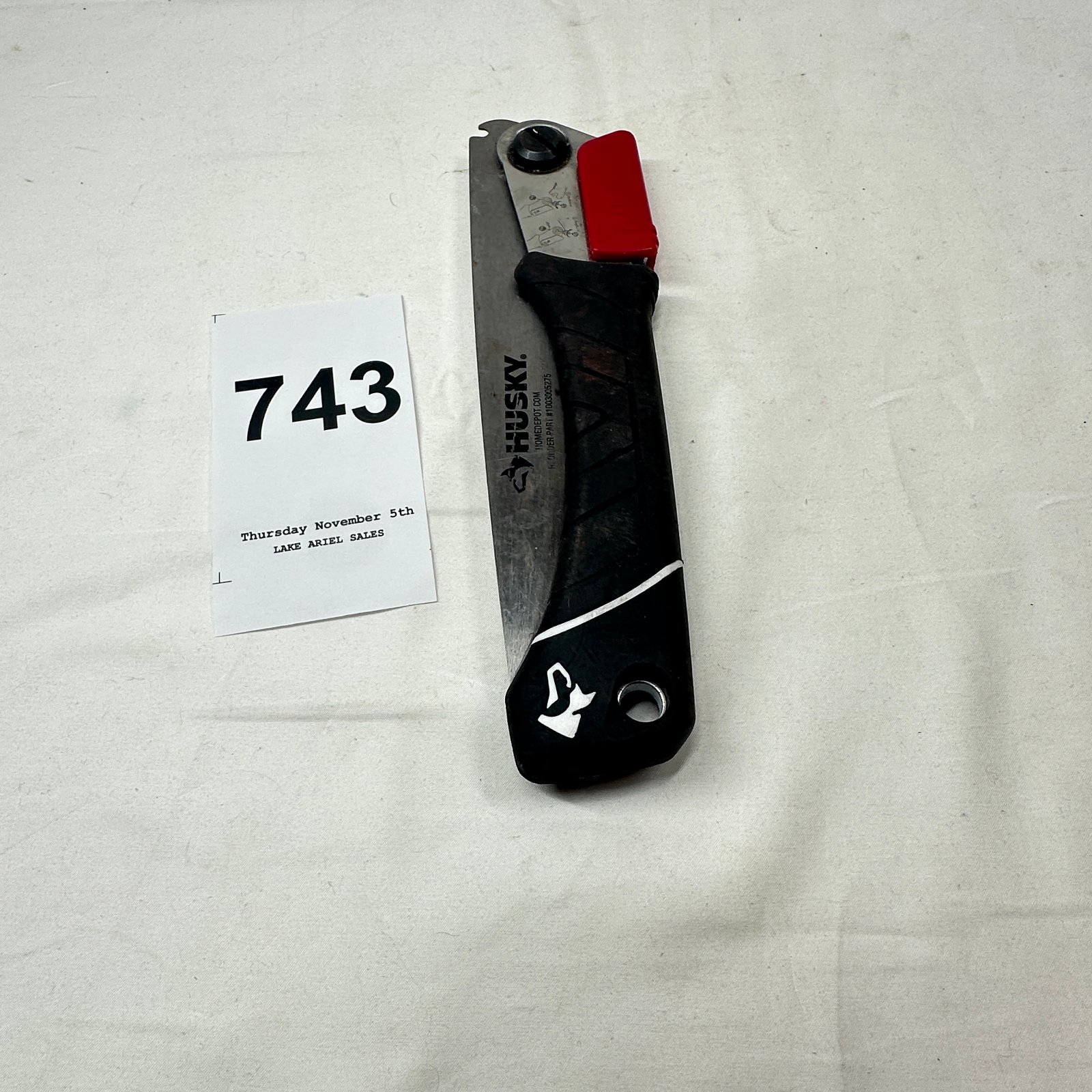 Lot 743: Husky folding pruning saw, Home Depot order part #1003005275