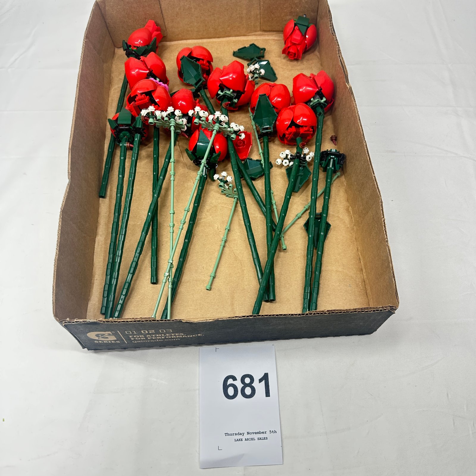 Lot 681: Building Brick Botanical Collection Rose Flowers - disassembled flower parts, stems, buds & leaves lot