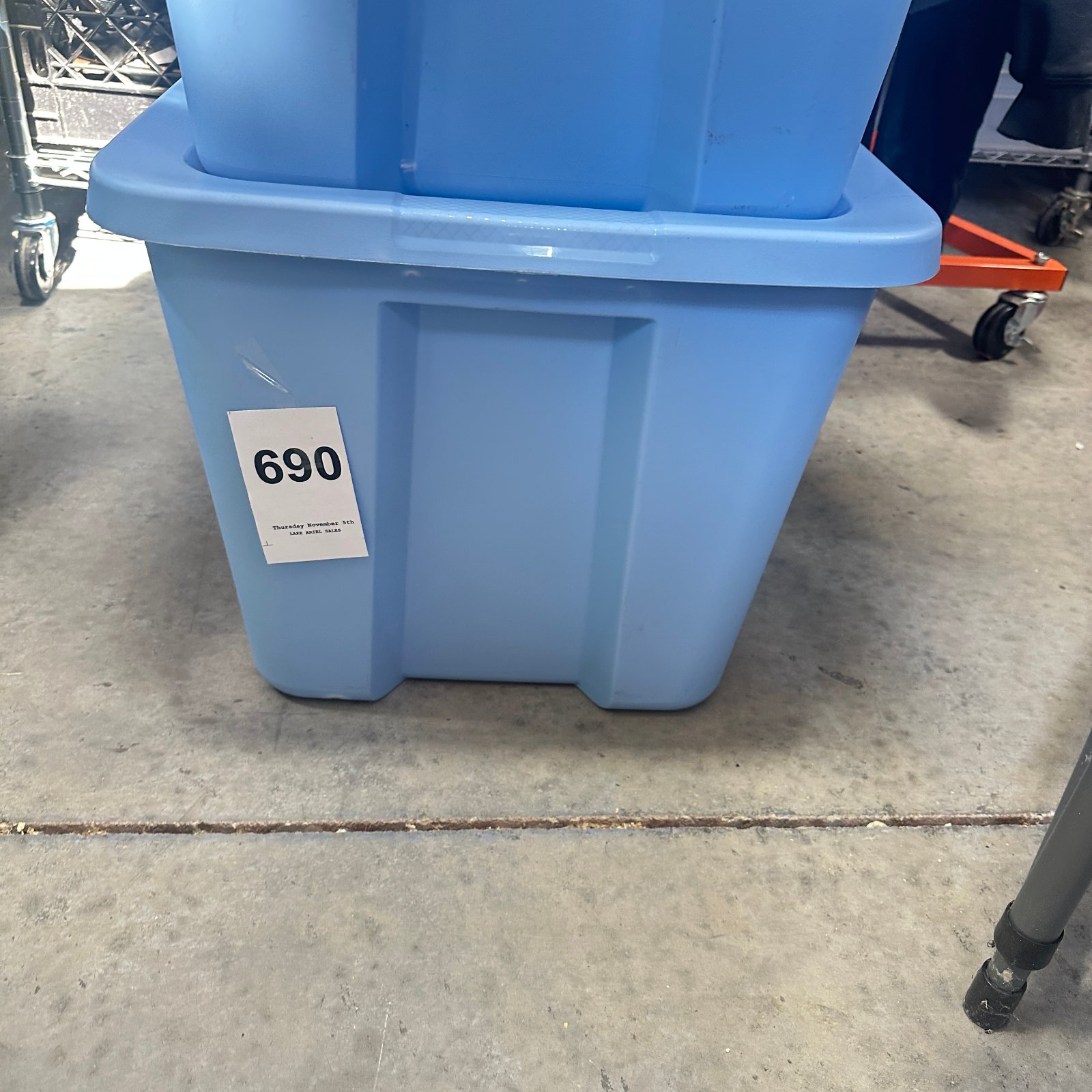 Lot 690: 2025 Sterilite 18 Gal. Storage Tote with Lid, set of two