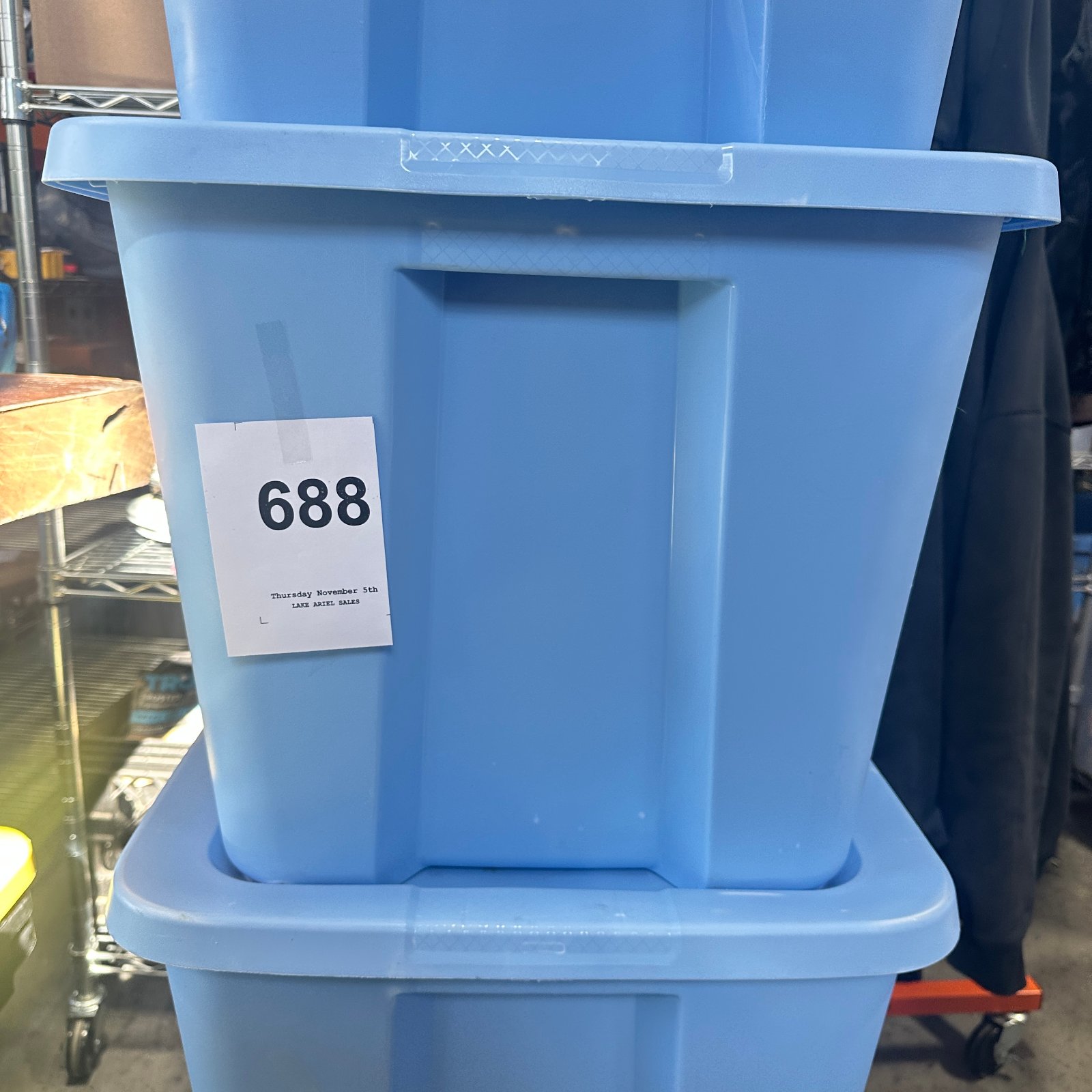 Lot 688: 2025 Sterilite 18 Gallon Storage Tote with Lid, Extra-Strong Design