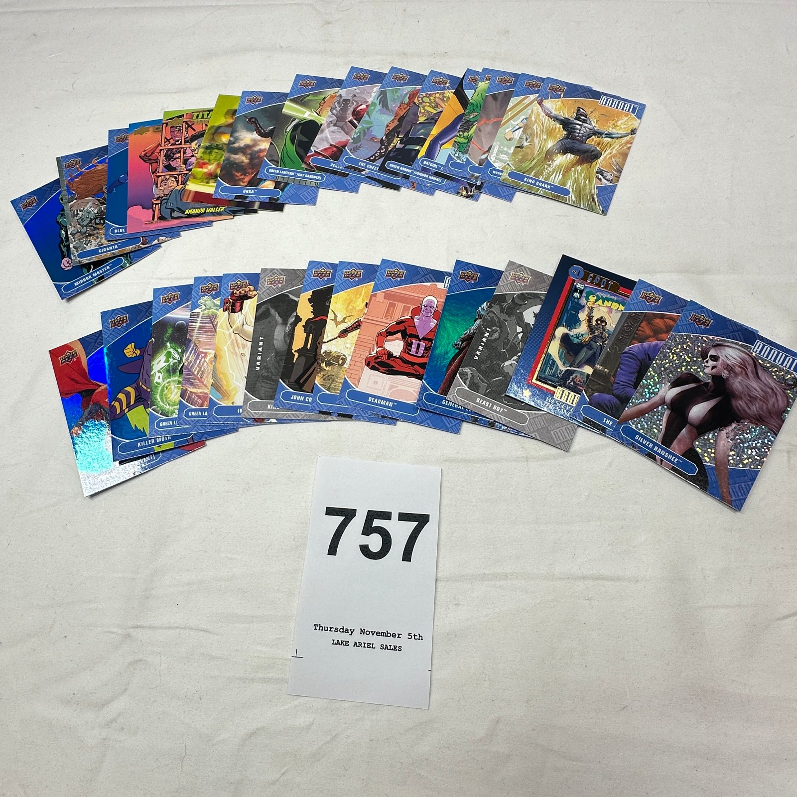 Lot 757: Upper Deck DC Comics "Annual" trading card lot, 30+ cards incl. King Shark, Batgirl, Silver Banshee, Cyborg, Beast Boy, variants/inserts