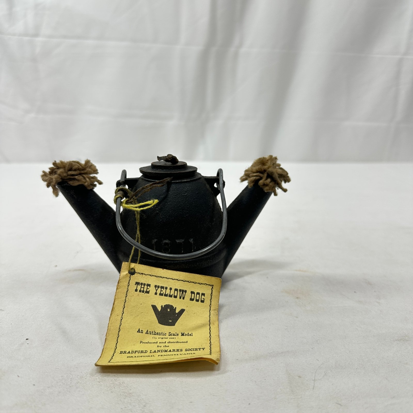 Lot 787: Bradford Landmarks Society "The Yellow Dog" 1871 cast iron oil derrick teapot scale model, 1/3 size