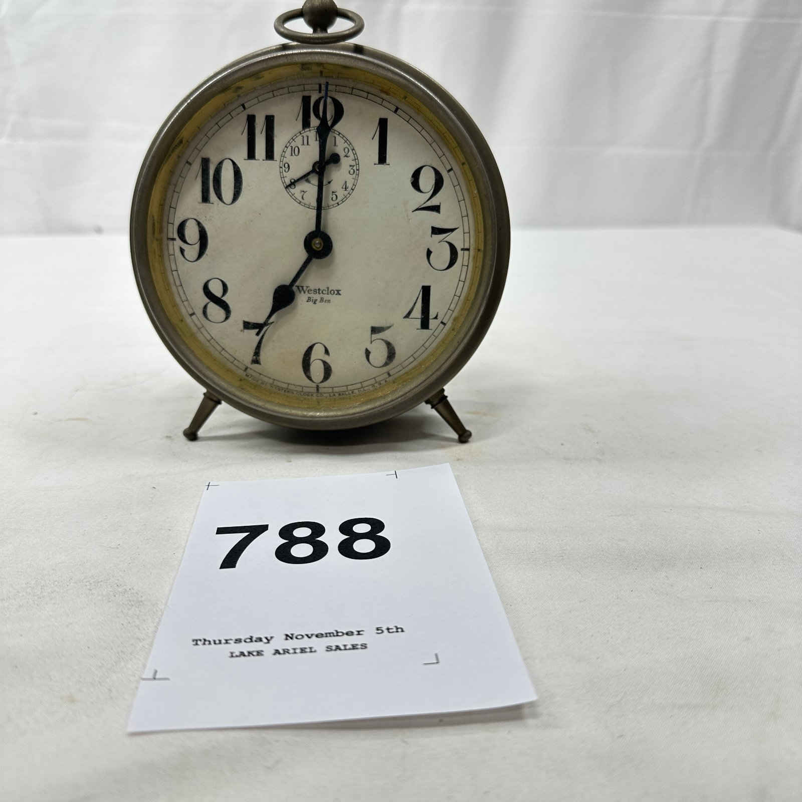 Lot 788: Early 1900s Westclox "Big Ben" triple-leg alarm clock, Western Clock Co., La Salle Illinois