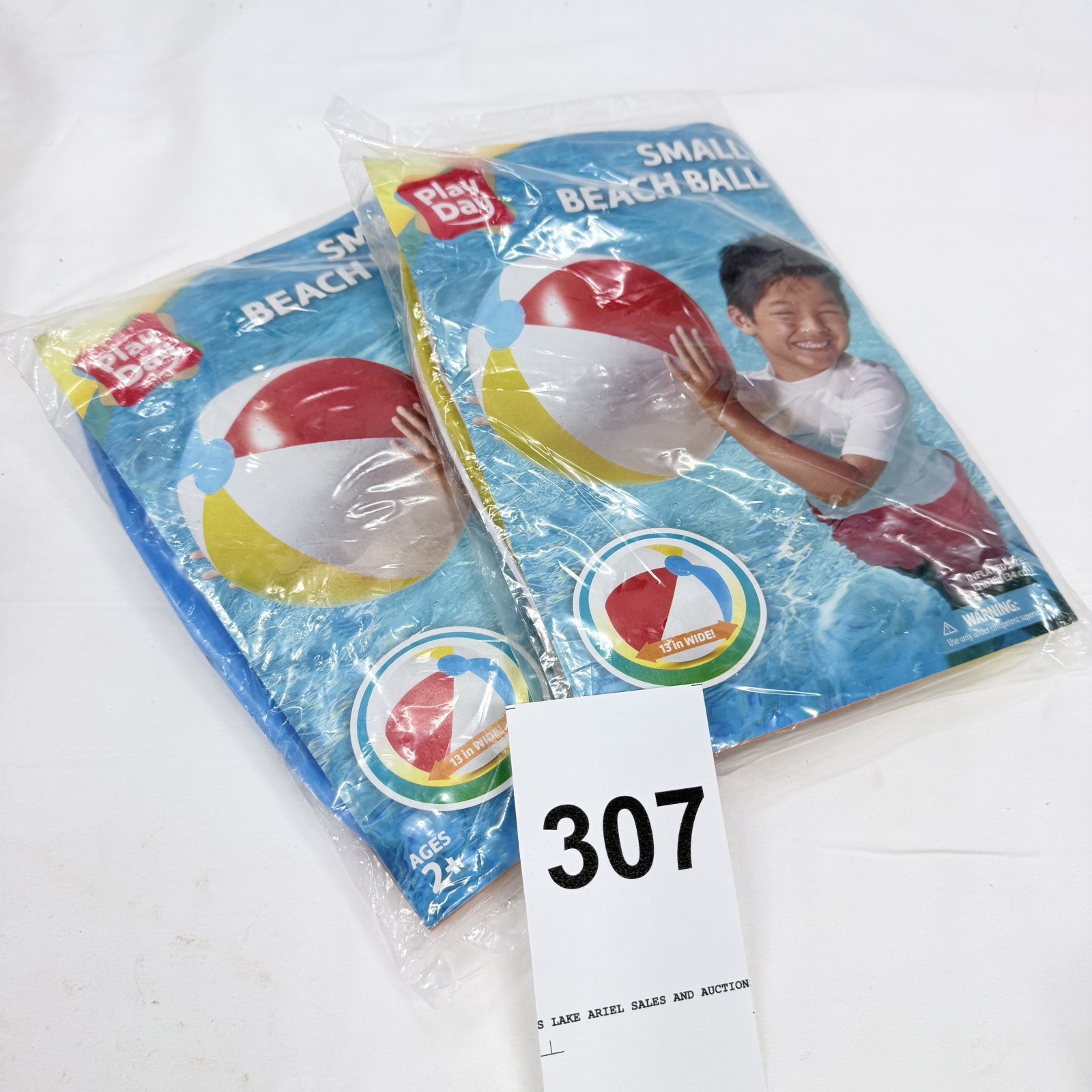 Lot 307: Play Day Small Beach Ball, 13" inflatable beach ball, set of 2, ages 2+
