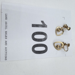Lot 100: Vintage Gold Filled Heart Screw-Back Earrings