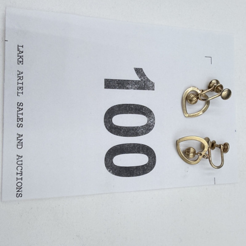 Lot 100: Vintage Gold Filled Heart Screw-Back Earrings