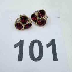 Lot 101: Gold-Tone Earrings. Swarovski?, Clip-On