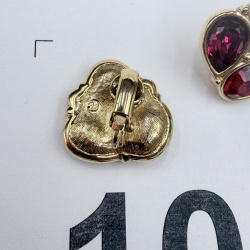 Lot 101: Gold-Tone Earrings. Swarovski?, Clip-On