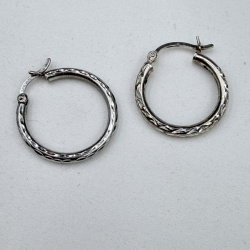 Lot 106: Sterling Silver Textured Hoop Earrings