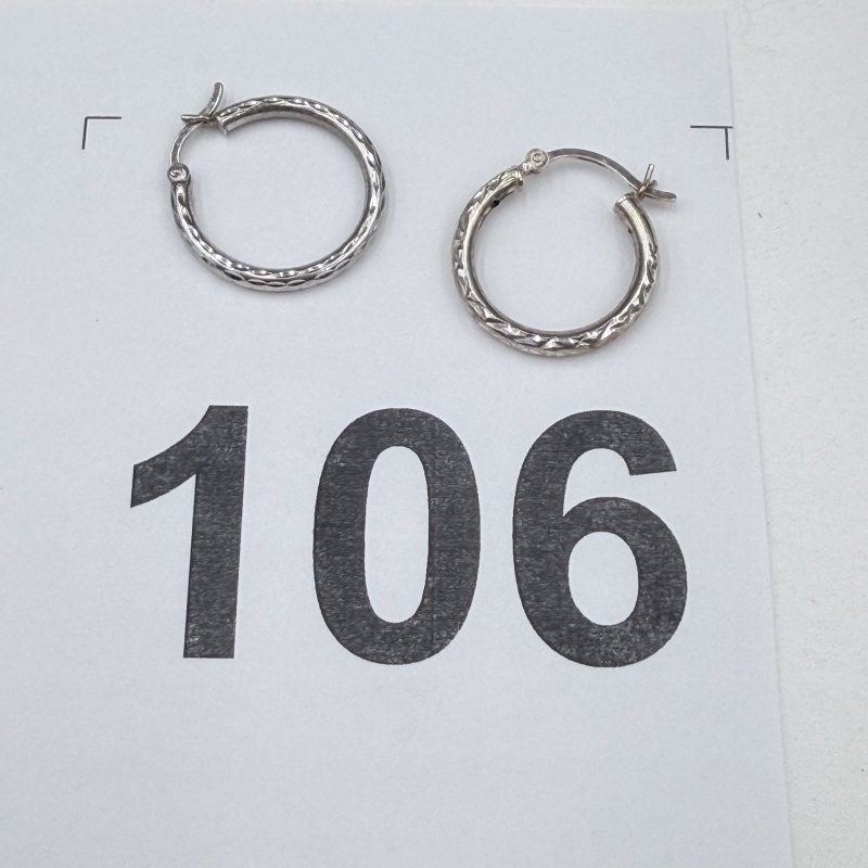 Lot 106: Sterling Silver Textured Hoop Earrings