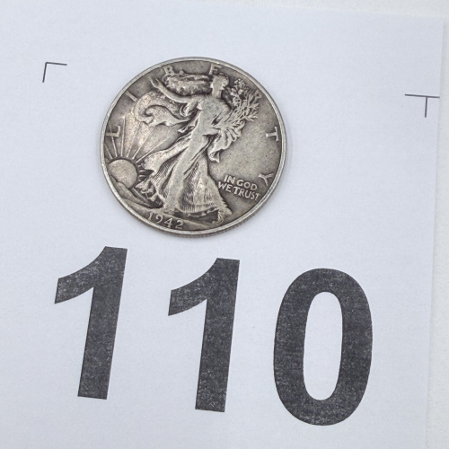 Lot 110: 1942 Walking Liberty Half Dollar Silver Coin