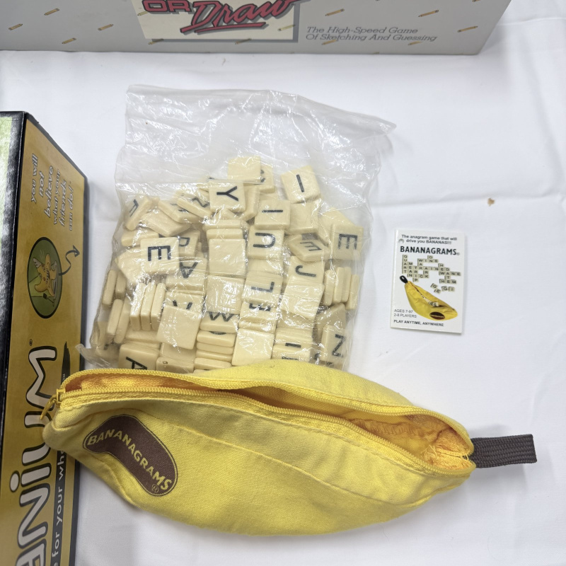 Lot 114: Board Game Lot: Tapple After Dark, Win Lose or Draw, Cranium, Bananagrams