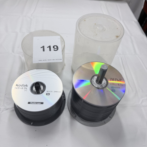 Lot 119: Kodak DVD+R DL & Sony DVD+R Blank Discs - 2 Spindles with Cases