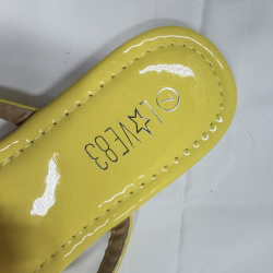 Lot 123: Two Pairs Women's Sandals - Yellow Braided & Black Embellished
