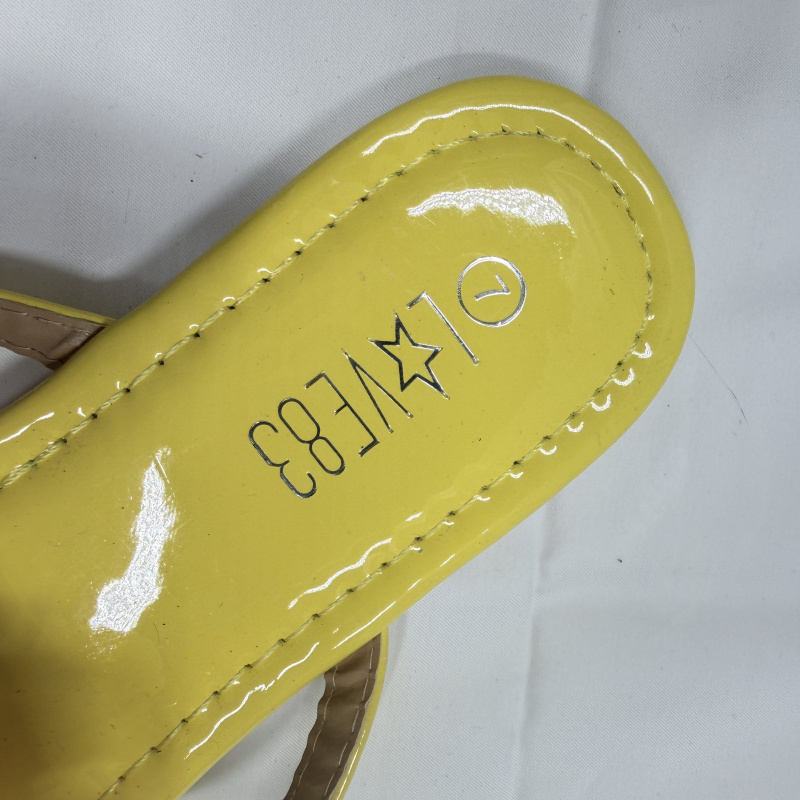 Lot 123: Two Pairs Women's Sandals - Yellow Braided & Black Embellished