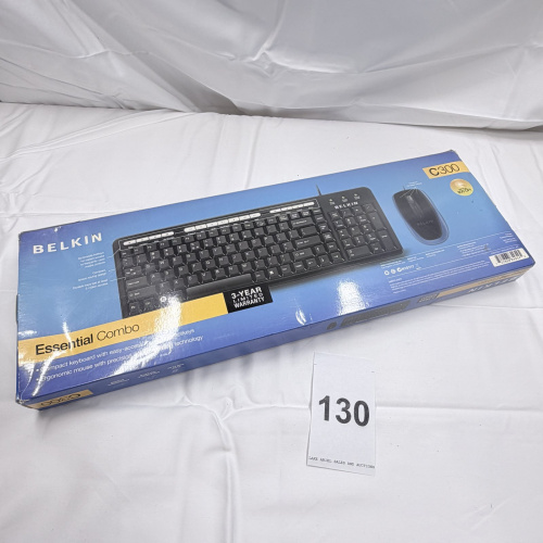 Lot 130: Belkin C300 Essential Combo Wired Keyboard and Mouse Set Black