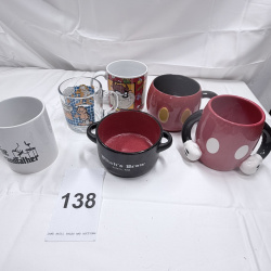 Lot 138: Lot of 6 Collectible Mugs - Disney, Looney Tunes, Witch's Brew Salem, Godfather
