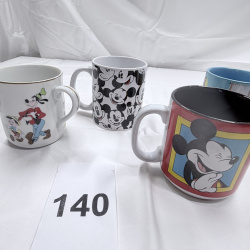 Lot 140: Disney Mickey Mouse Coffee Mugs Collection - Set of 5 Various Designs