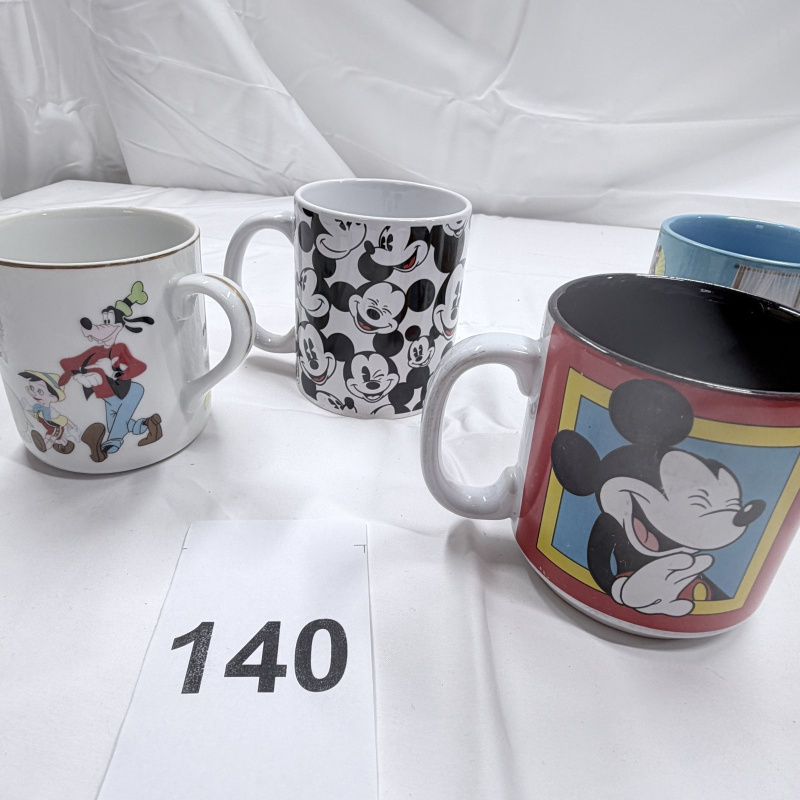 Lot 140: Disney Mickey Mouse Coffee Mugs Collection - Set of 5 Various Designs