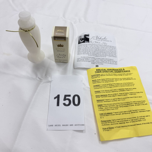Lot 150: Abba Jerusalem Alabaster Oil Holder with Spikenard Anointing Prayer Oil 1/4oz