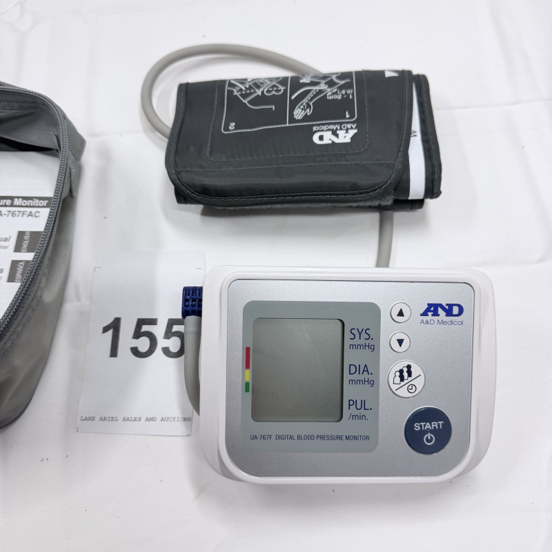 Lot 155: A&D Digital Blood Pressure Monitor Model UA-767F with Case and Accessories