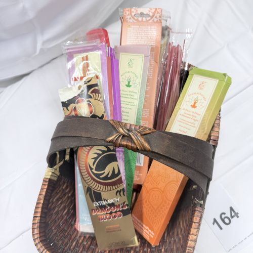 Lot 164: Aromatherapy Basket with Incense Sticks, Dragon's Blood and Assorted Items