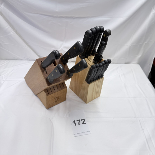Lot 172: Tramontina Knife Block Sets with Black Handles (2 Blocks, Multiple Knives)