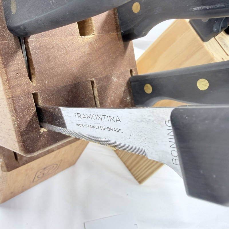 Lot 172: Tramontina Knife Block Sets with Black Handles (2 Blocks, Multiple Knives)