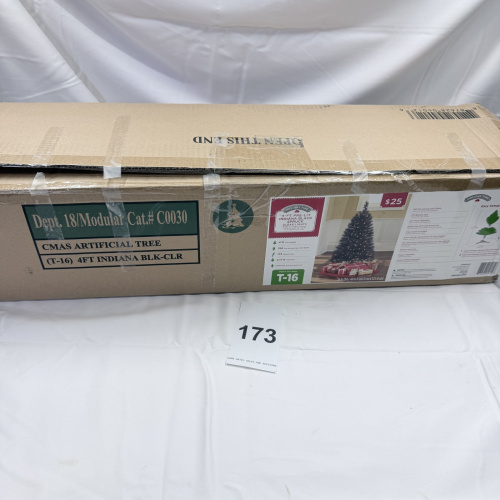 Lot 173: Holiday Time 4-FT Pre-Lit Indiana Black Spruce Christmas Tree Clear Lights