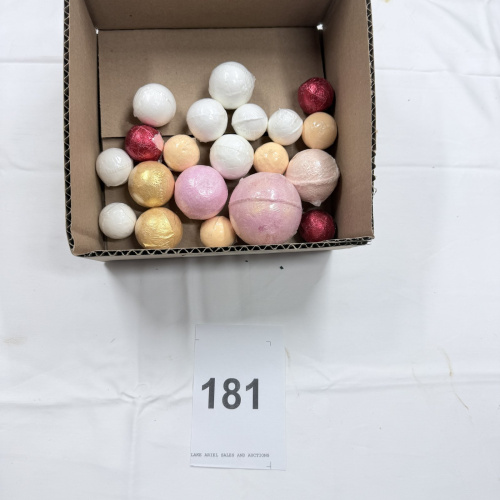Lot 181: Box of Assorted Bath Bombs in Various Colors and Sizes