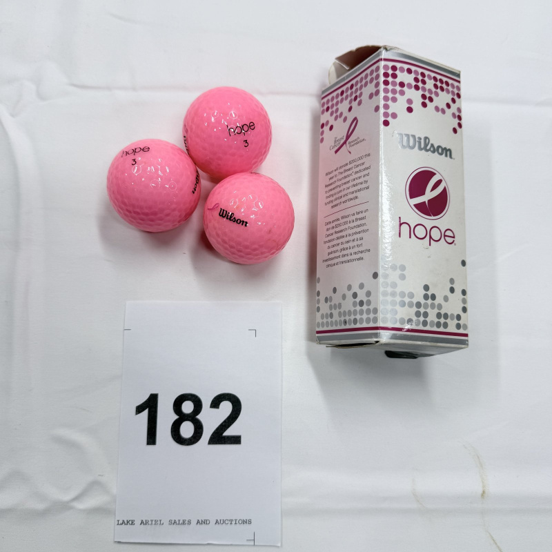 Lot 182: Wilson Hope Pink Golf Balls - 3 Balls with Box
