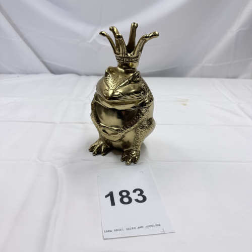 Lot 183: Brass Frog Prince with Crown Hinged Trinket Box