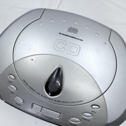 Lot 186: Durabrand Silver CD Player Dual Alarm Clock Radio AM/FM Digital Compact Disc