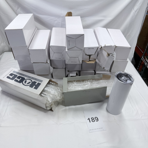 Lot 189: White Insulated Tumblers with Lids - Bulk Lot of Approx. 20+ Units