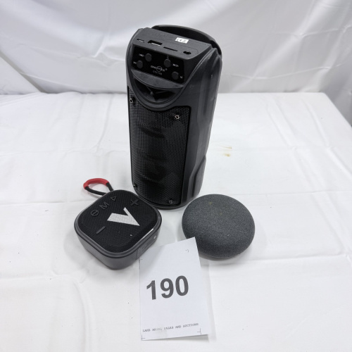 Lot 190: Lot of 3 Bluetooth Speakers - Black Portable Audio Devices Mixed Brands