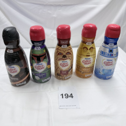 Lot 194: Nestle Coffee-mate Star Wars Limited Edition Creamer 5-Pack Chewbacca C-3PO R2-D2 Darth Vader Boba Fett