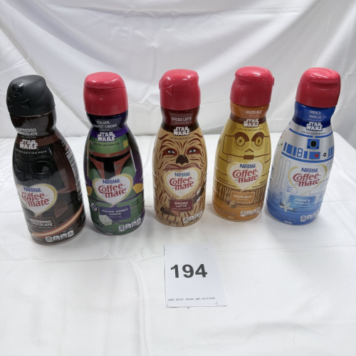 Lot 194: Nestle Coffee-mate Star Wars Limited Edition Creamer 5-Pack Chewbacca C-3PO R2-D2 Darth Vader Boba Fett